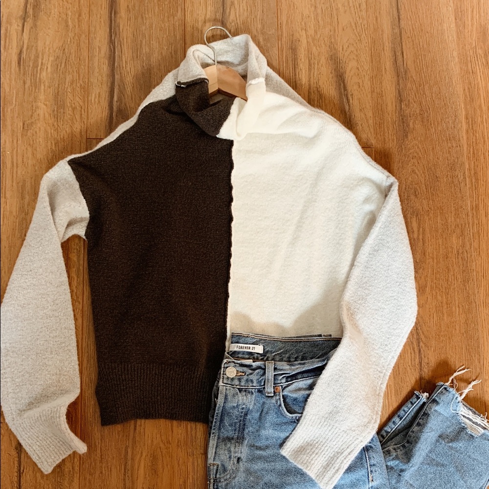 Two Toned Turtleneck Sweater